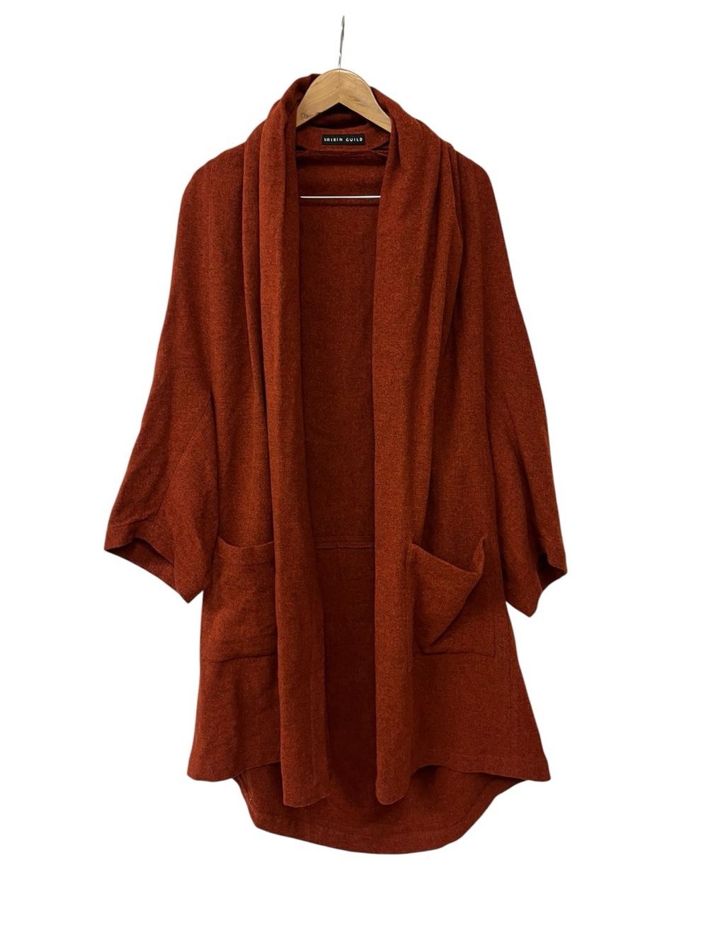 Shirin Guild Rust Orange Brown Wool Oversize Jacket Cardigan